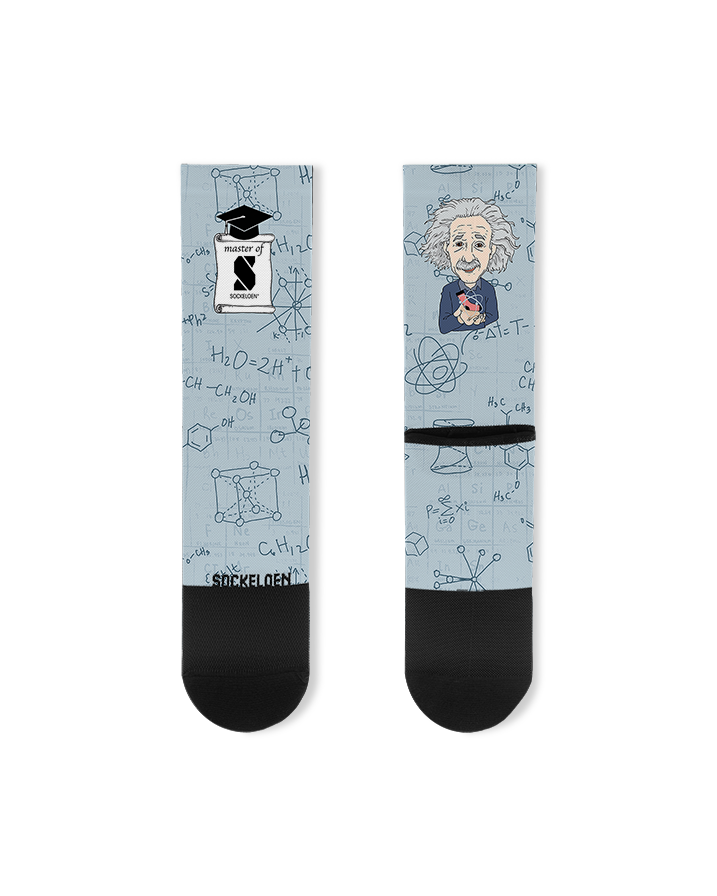 Einstein bedruckte Radsocken