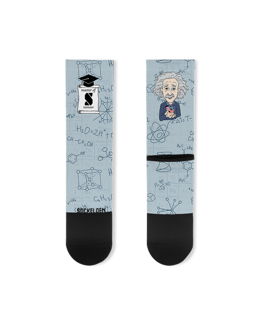 Einstein bedruckte Radsocken