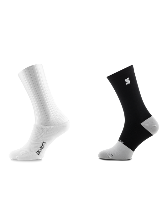 Aero sock all white + Element Murk cycling sock